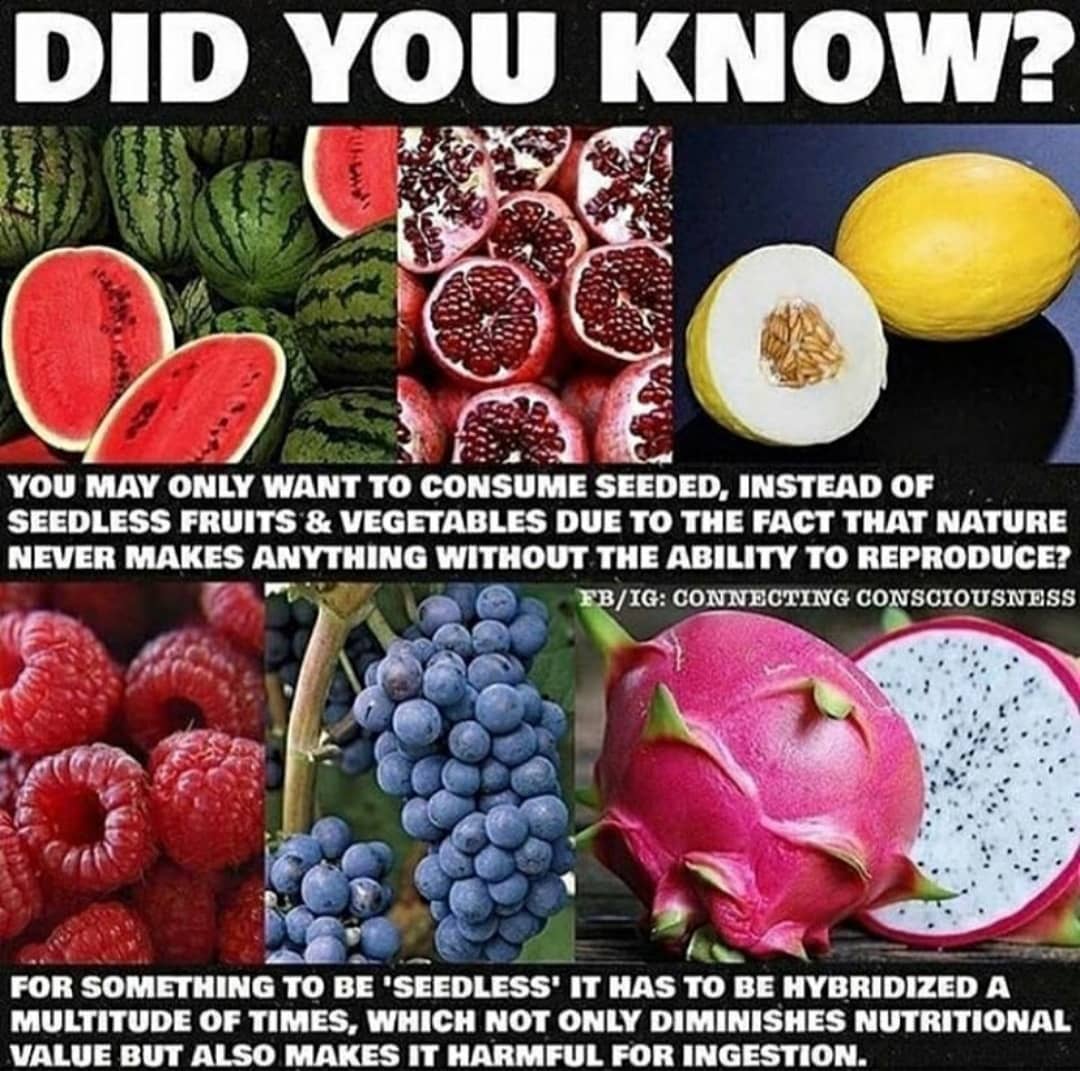 Eat seeded fruits only.  Anything seedless is not healthy for your body.
.
.
.
….