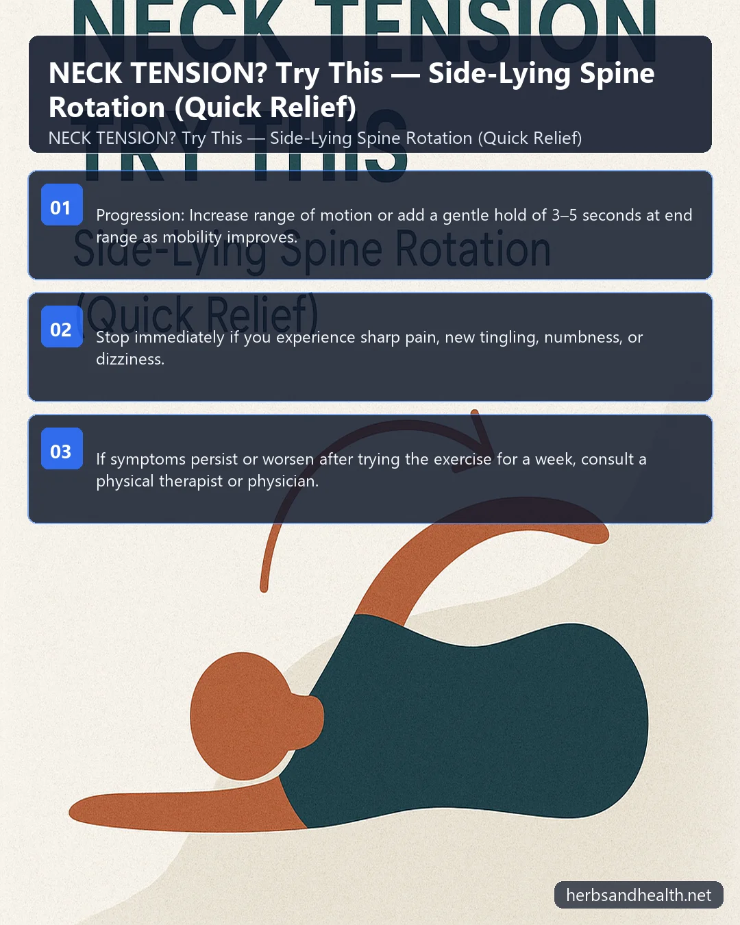 Modern vertical 4:5 editorial background texture and abstract motif representing NECK TENSION Try This Side‑Lying Spine Rotation (Quick Relief). Clean professional composition, ample negative space, elegant depth, high resolution.