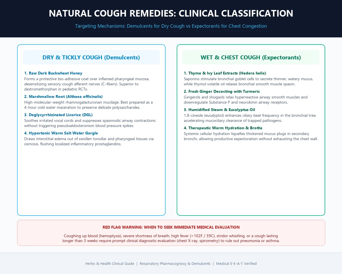 Natural Cough Remedies Clinical Mechanisms and Recipes Infographic